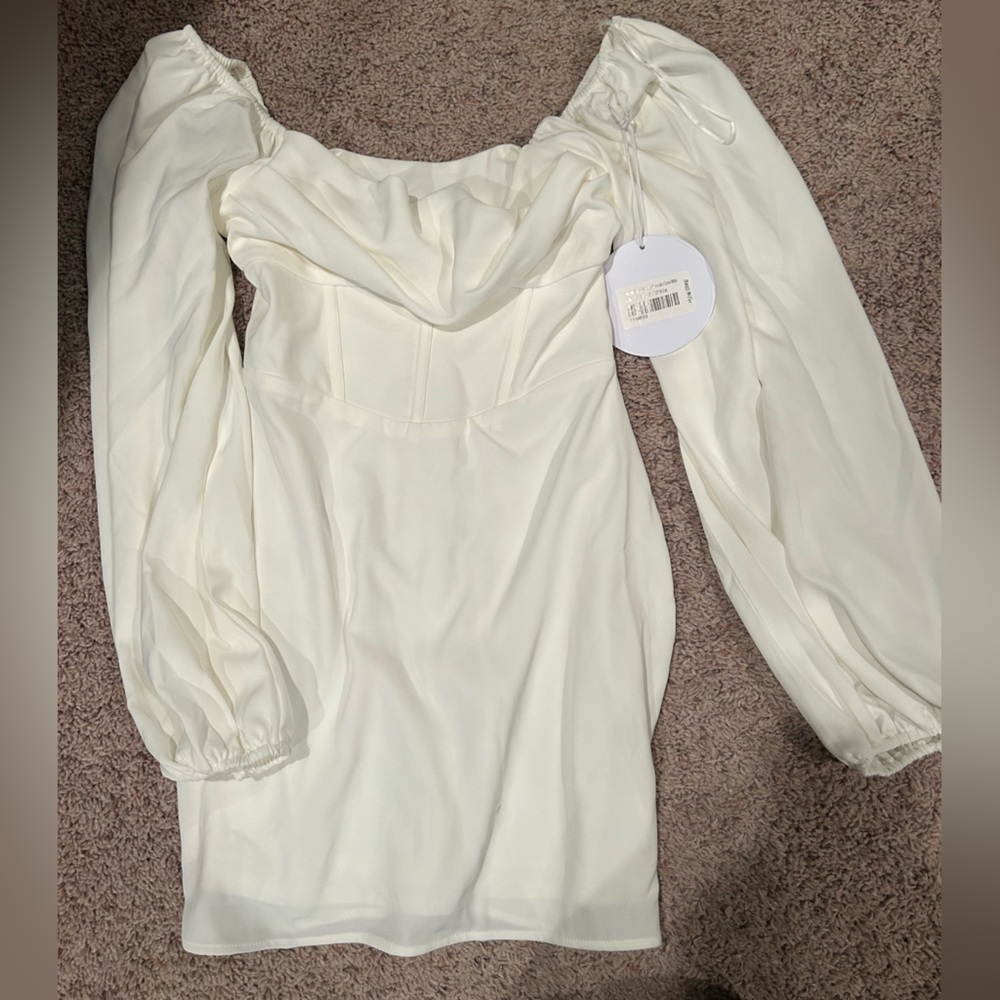 Princess Polly Cream Off-Shoulder Top
